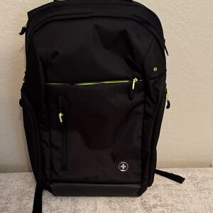 Swiss Tech Black Backpack with Bright Green Accents